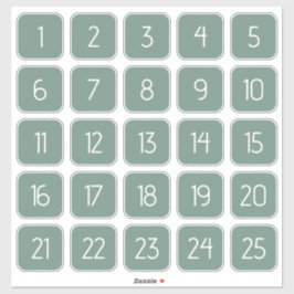 Dusty Green Customizable Square Number Stickers  Klistermärken