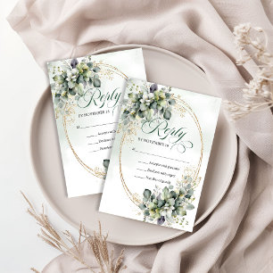 Dusty Green Eucalyptus Botanisk Akvarell RSVP OSA Kort