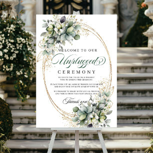 Dusty Green Greenery Avstängd Ceremoni Bröllop Poster