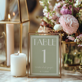Dusty Green Ivory Old Money Wedding Table Number Inbjudningar