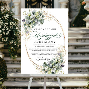 Dusty Green Watercolor Unplugged Ceremoni Bröllop Poster
