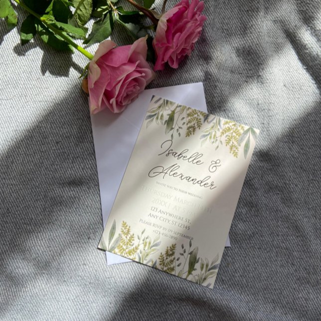 Dusty Greenery bröllopsinbjudan Inbjudningar (Skapare uppladdad)