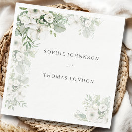 Dusty grönt blommigt ro vattenfärgen bröllop pappersservett