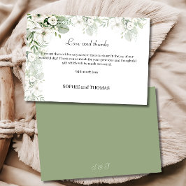 Dusty grönt blommigt ro vattenfärgen bröllop tack kort