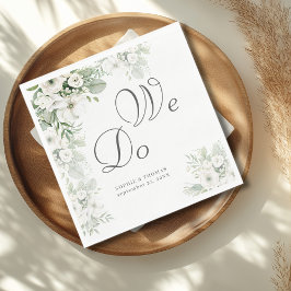 Dusty grönt blommigt ro vi gör vattenfärgen bröllo pappersservett