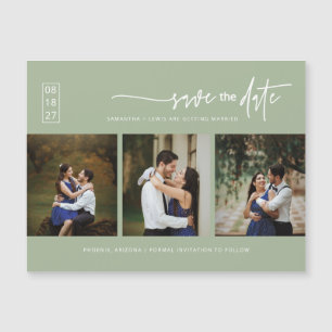 Dusty Grönt Boho Photo Save Date Magnetic Card