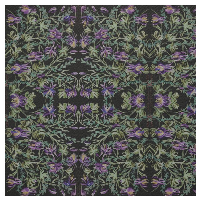Dusty Grönt Columbine Fabric Tyg (Provkarta)
