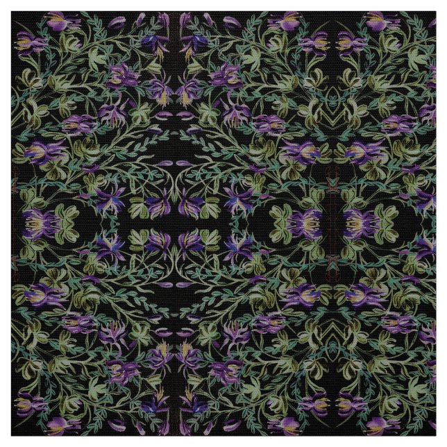 Dusty Grönt Columbine Fabric Tyg (Provkarta)