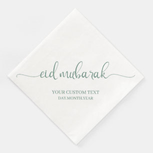 Dusty Grönt Eid Mubarak Calligraphy Anpassningsbar Pappersservett
