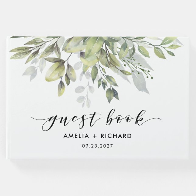 Dusty Grönt Eucalytus Gästböcker (Framsida)