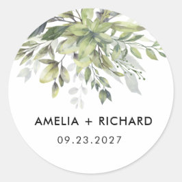 Dusty Grönt Eucalytus Runt Klistermärke