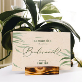 Dusty Grönt Foliage, Beige Papper, Tack Kort