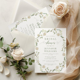 Dusty Grönt Greenery Blommigt Utandning Möhippa Inbjudningar