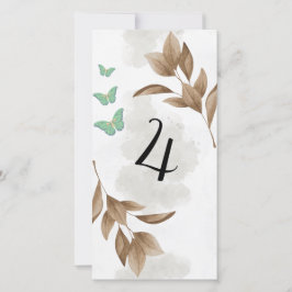 Dusty grönt Löv och butterfly Bord inget kort