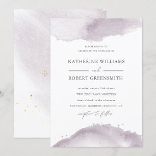 Dusty Guld Elegant Mauve Wedding bjudande in Inbjudningar