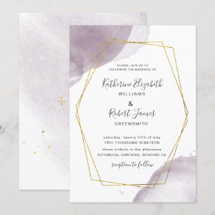 Dusty Guld Elegant Mauve Wedding bjudande in Inbjudningar