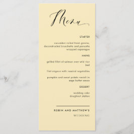 Dusty-Gult, Calligraphy Bröllop / Reception Menu Meny