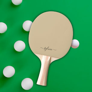 Dusty Gult Modern Girly Monogram Namn Pingisracket