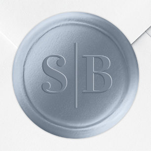 Dusty Himlar Blue Vax Seal Bröllop Monogram Sticke Runt Klistermärke
