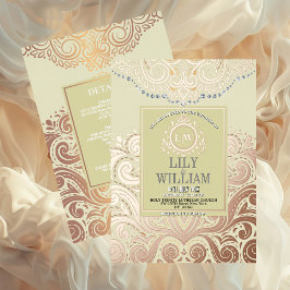 Dusty Ivory RoseGold Classic Monogram Boho Bröllop