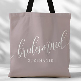 Dusty Lavender Brudtärna Modern Script Tygkasse