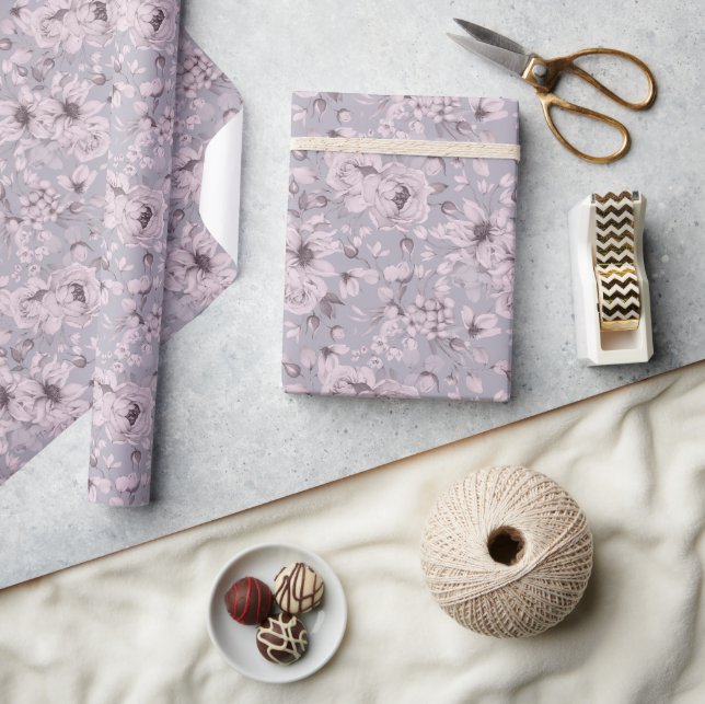 Dusty Lavender Floral Presentpapper (Hantverk)