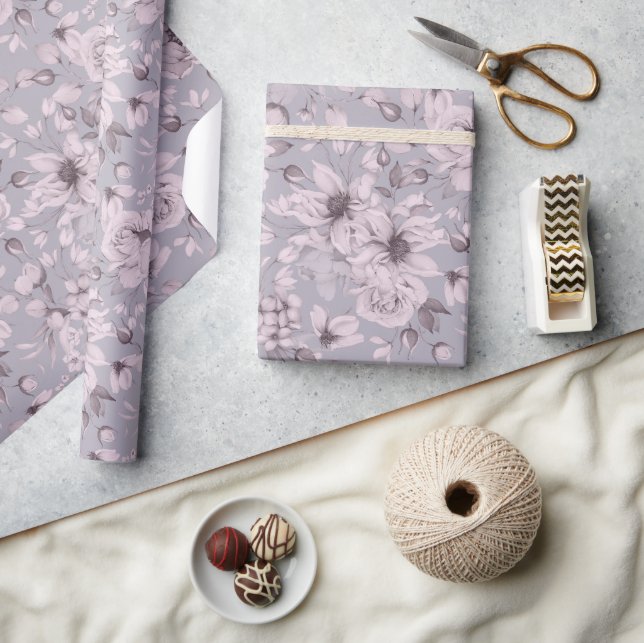 Dusty Lavender Floral Presentpapper (Hantverk)
