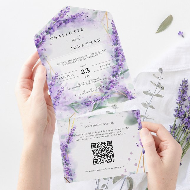Dusty Lavender Foliage Modern QR Code Bröllop (Skapare uppladdad)