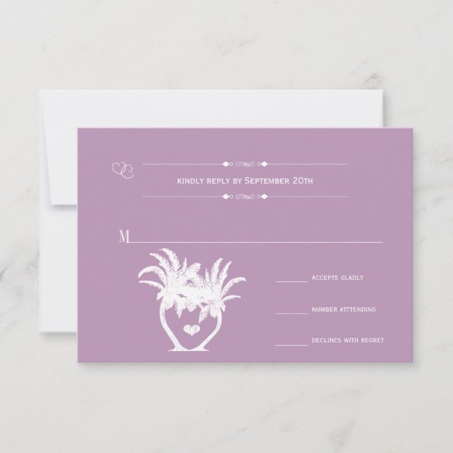 Dusty Lavender Lila Beach Destination Wedding OSA Kort (Framsida)