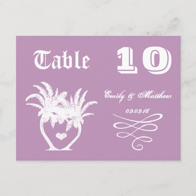 Dusty Lavender Lila Beach Destination Wedding Vykort (Framsida)