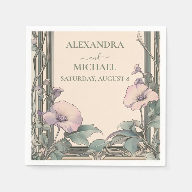 Dusty Lavender Ram bröllop Pappersservett (Framsidan)