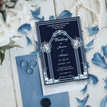 Dusty & Light Blue Boho Blommigt Navy Bröllop Arch