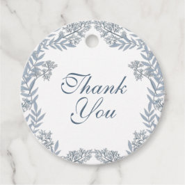 Dusty Light Blue Bröllop Vintage Botanical Gåvor Etiketter