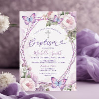 Dusty Lila Blommigt Butterfly Girl Silver Baptism