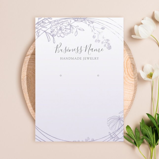 Dusty Lila Blommigt Circle Earring Jewelry Visning Visitkort (Skapare uppladdad)