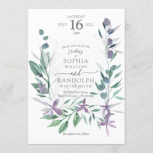 Dusty Lila Blommigt Garden Wedding Invita Inbjudningar