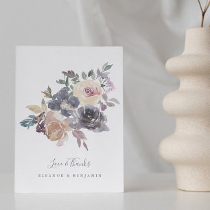 Dusty Lila Blommigt Watercolor Personligt bröllp Tack Kort