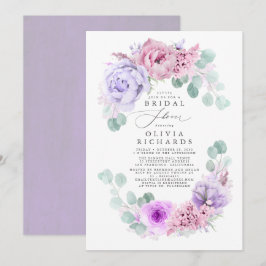 Dusty Lila blommor Elegant Mjuk Möhippa Inbjudningar