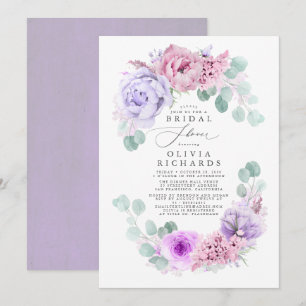 Dusty Lila blommor Elegant Mjuk Möhippa Inbjudningar