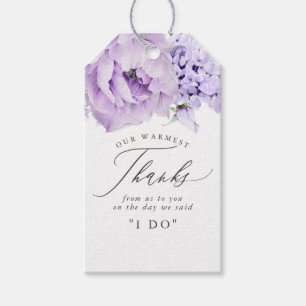 Dusty Lila blommor Elegant Tack Gift Märkres Presentetikett