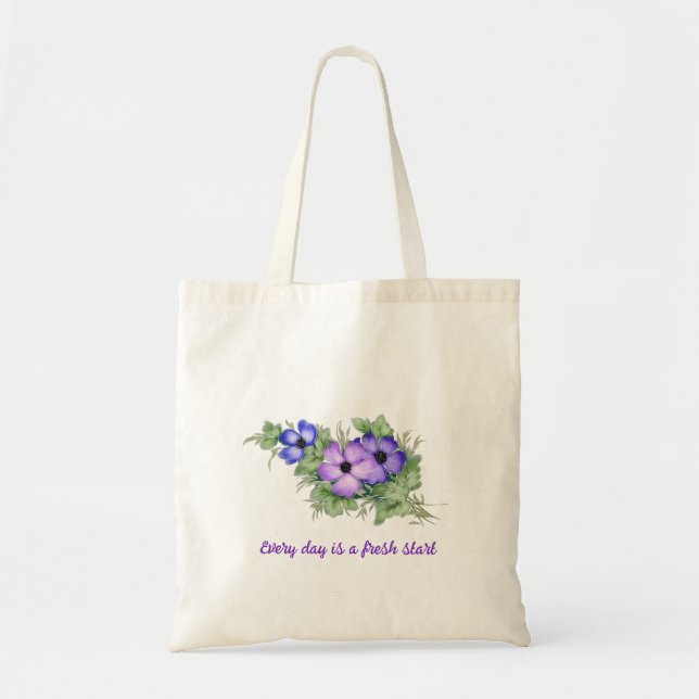 Dusty lila blommor Tote bags Tygkasse (Framsidan)