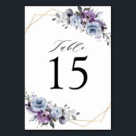 Dusty Lila Blooms Geometric Bröllop Bordsnummer<br><div class="desc">Eleganten och den moderna blommigten mittsommarens kort för bordsnummer har en bukett med vattenfärgade rosor-peonier i skuggor av lila plum, dammig ro, dammig rosa, mauve, sage med lush grönt botaniska löv och eukalyptus med guldets geometriska bakgrund. Hitta fler matchande utformningar och variationer från min "blissweddingpaperie"-butik. Och kontakta mig gärna för...</div>