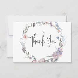 Dusty Lila & Blue Boho Blommigt Bröllop Tack Kort