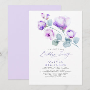 Dusty Lila Elegant Romantic Blommigt Birthday Inbjudningar