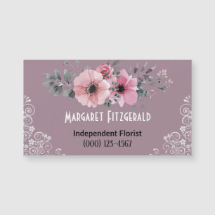 Dusty lila florisont magnetiskt affärskort