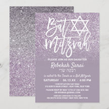 Dusty Lila Grått Faux Glitter Ombre Bat mitzvah