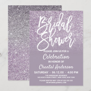 Dusty Lila Grått Faux Glitter Ombre Möhippa Inbjudningar