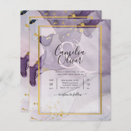 Dusty Lila Guld Alcohol BLÄCK Abstrakt Bröllop