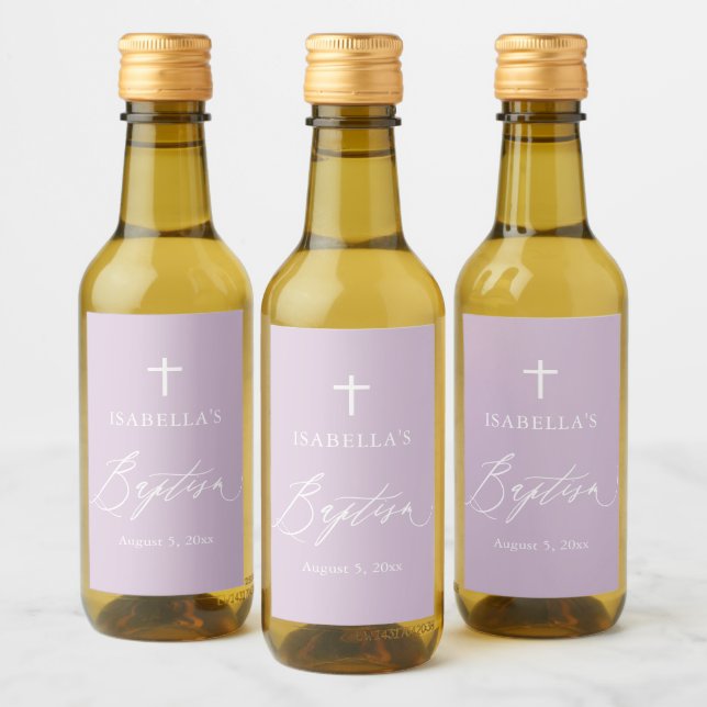 Dusty Lila Kor Girl Girl Baptism Mini Vin-etikett Vinetikett (Flaskor)