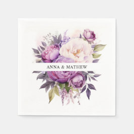 Dusty Lila Lavender Blommigt Boho bröllop Pappersservett